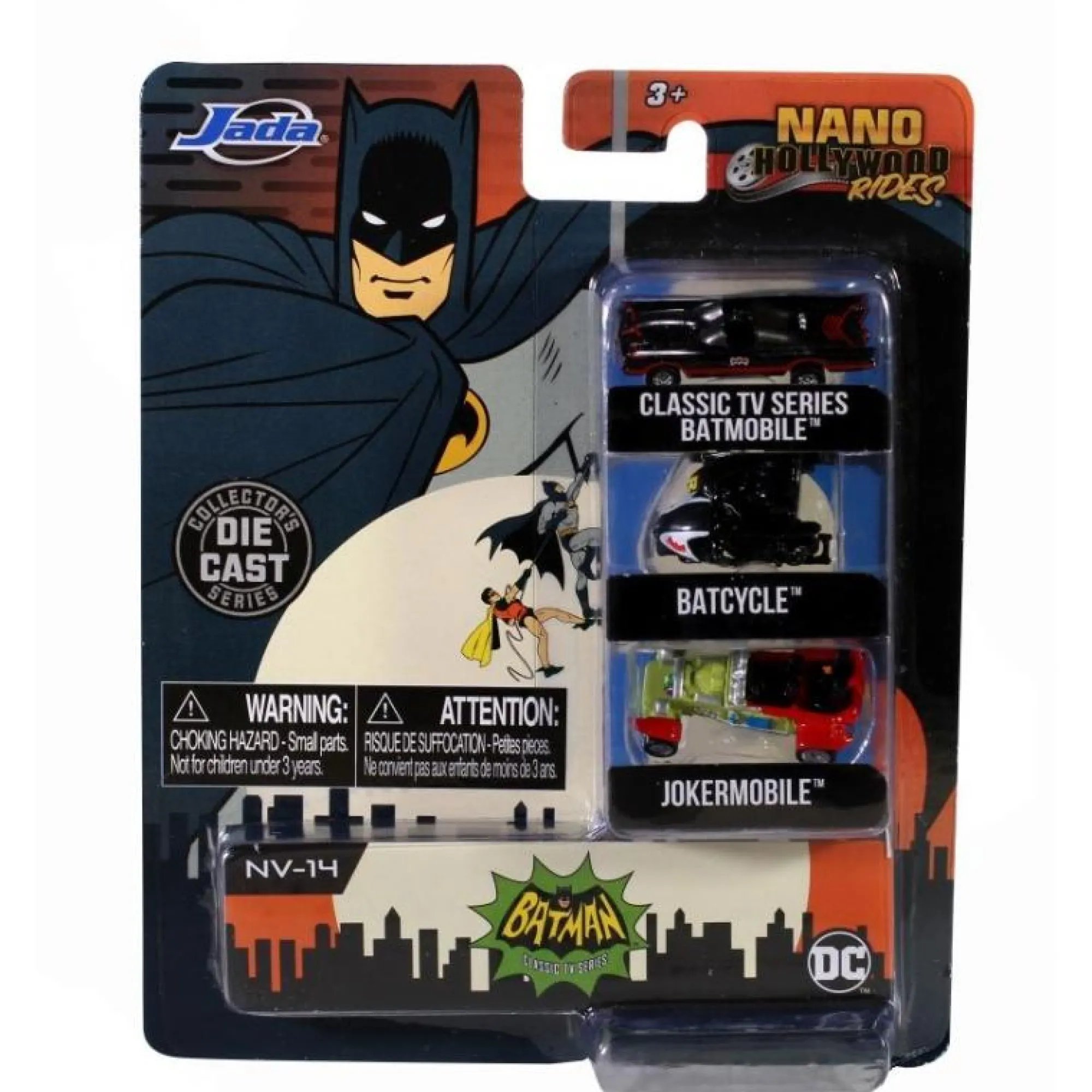 Jada Toys Dc Die Cast<Batman Retro 66 - Nano Hollywood Rides 3 Car Set