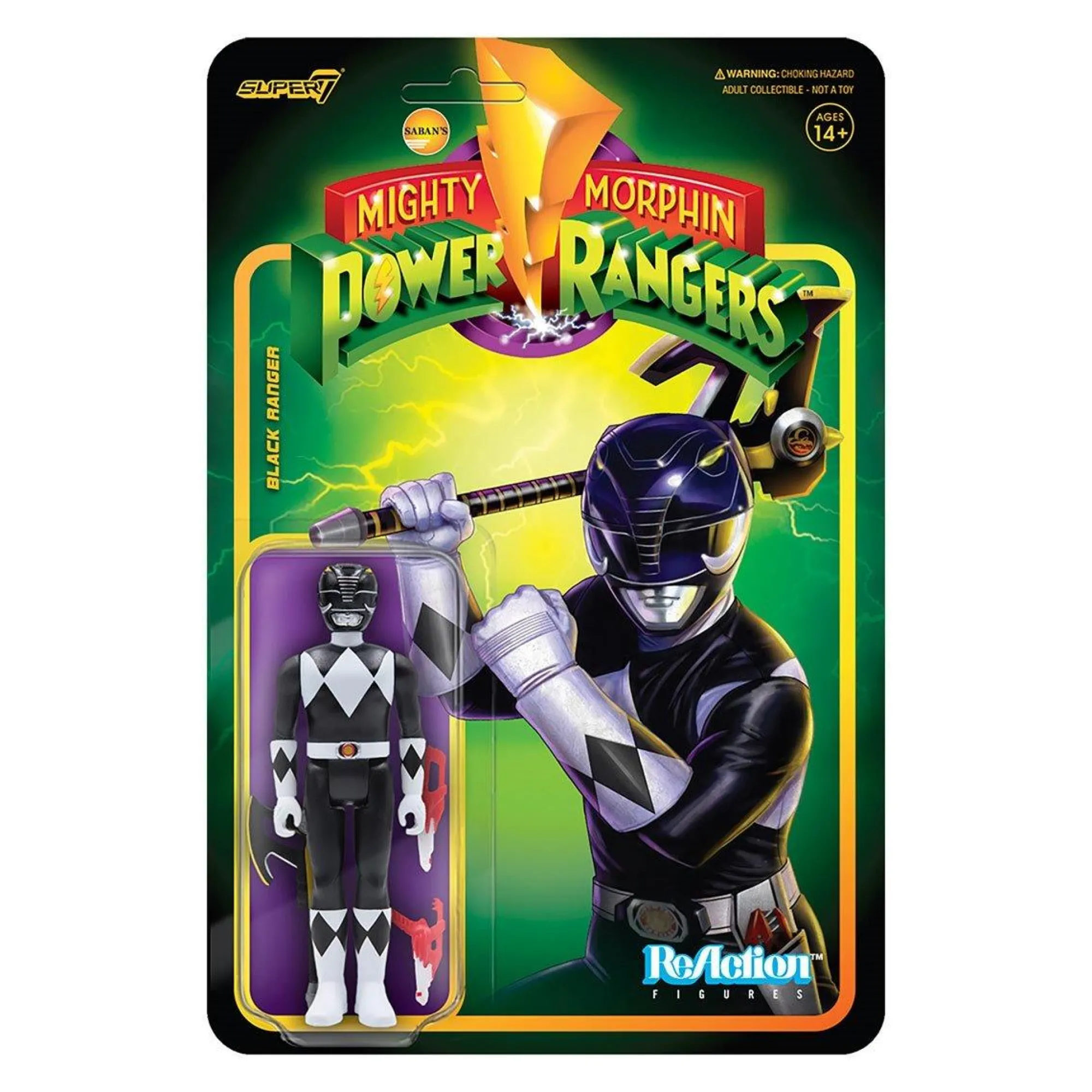 Super7 Reaction | Power Rangers<Power Rangers ReAction Action Figure Wave 2 - Black Ranger