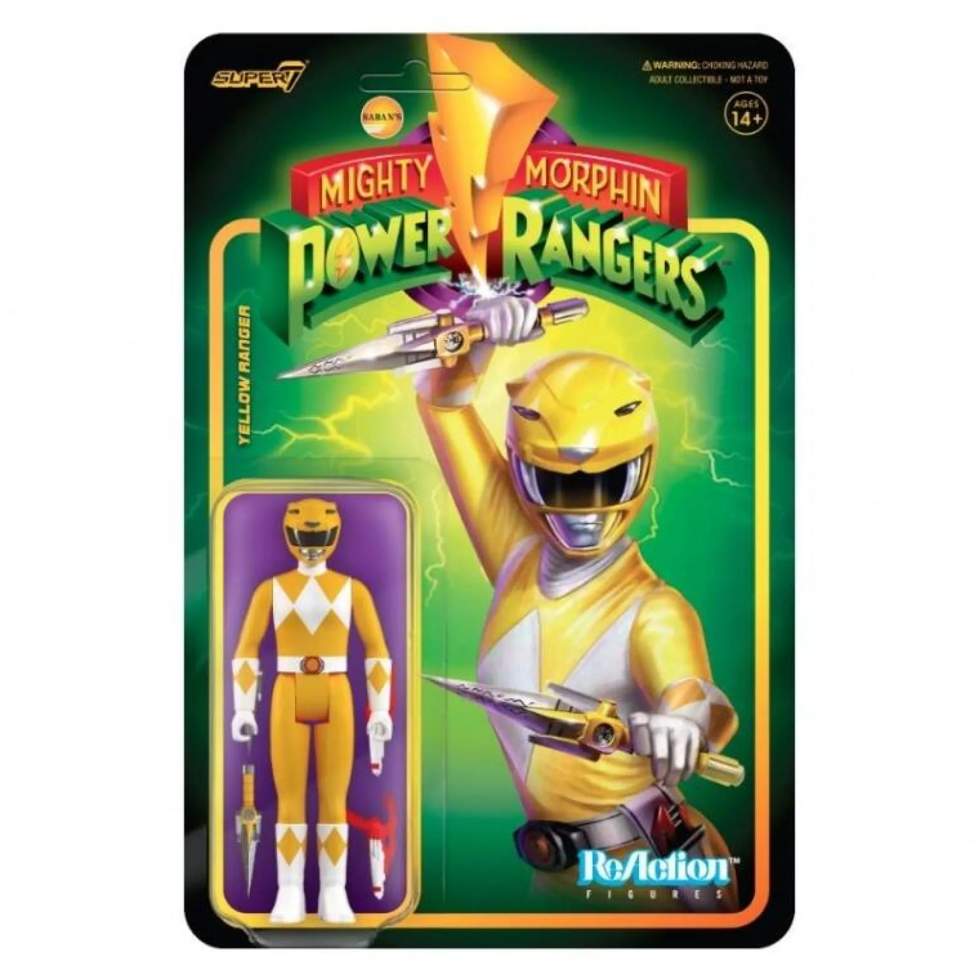 Super7 Reaction | Power Rangers<Power Rangers ReAction Action Figure Wave 3 - Yellow Ranger