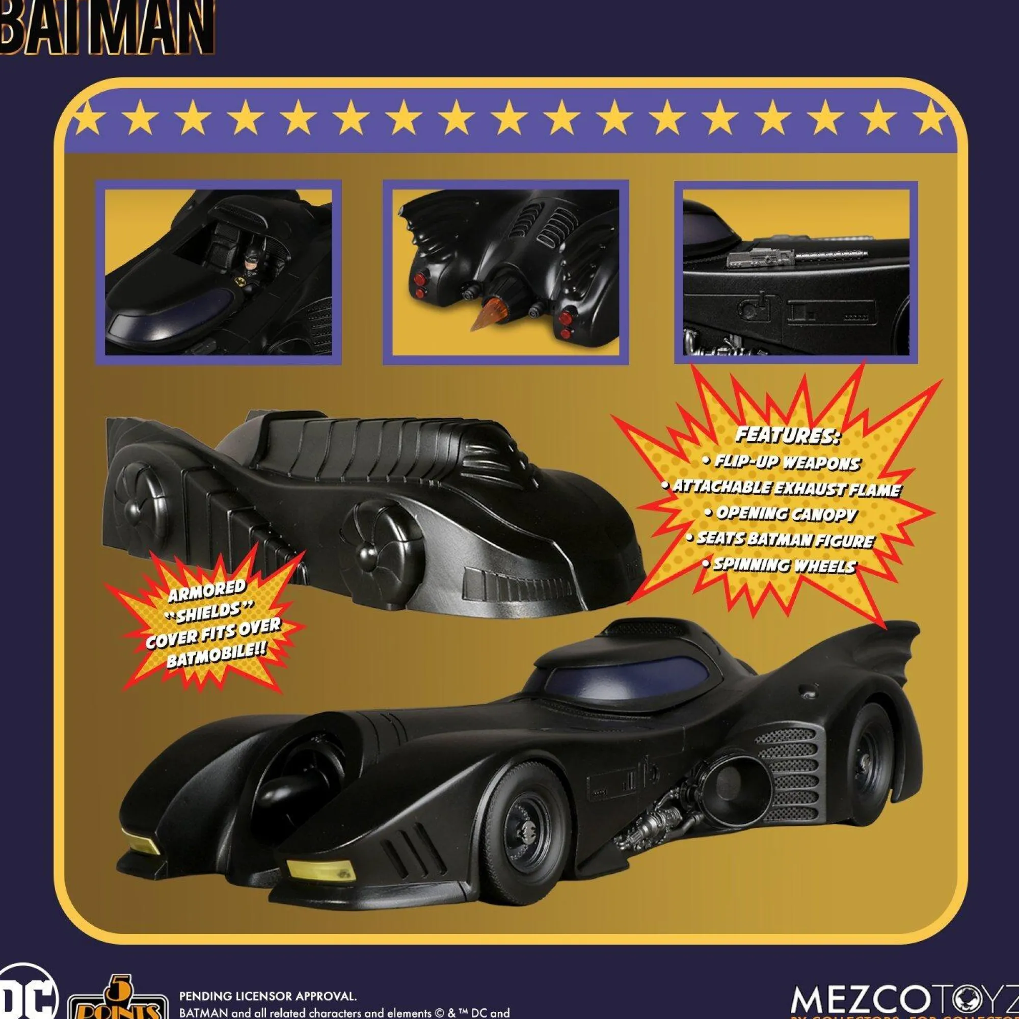 Mezco Toyz Dc Other<*PRE-ORDER DC Batman (1989) 5 Points Deluxe Vehicle - Batmobile