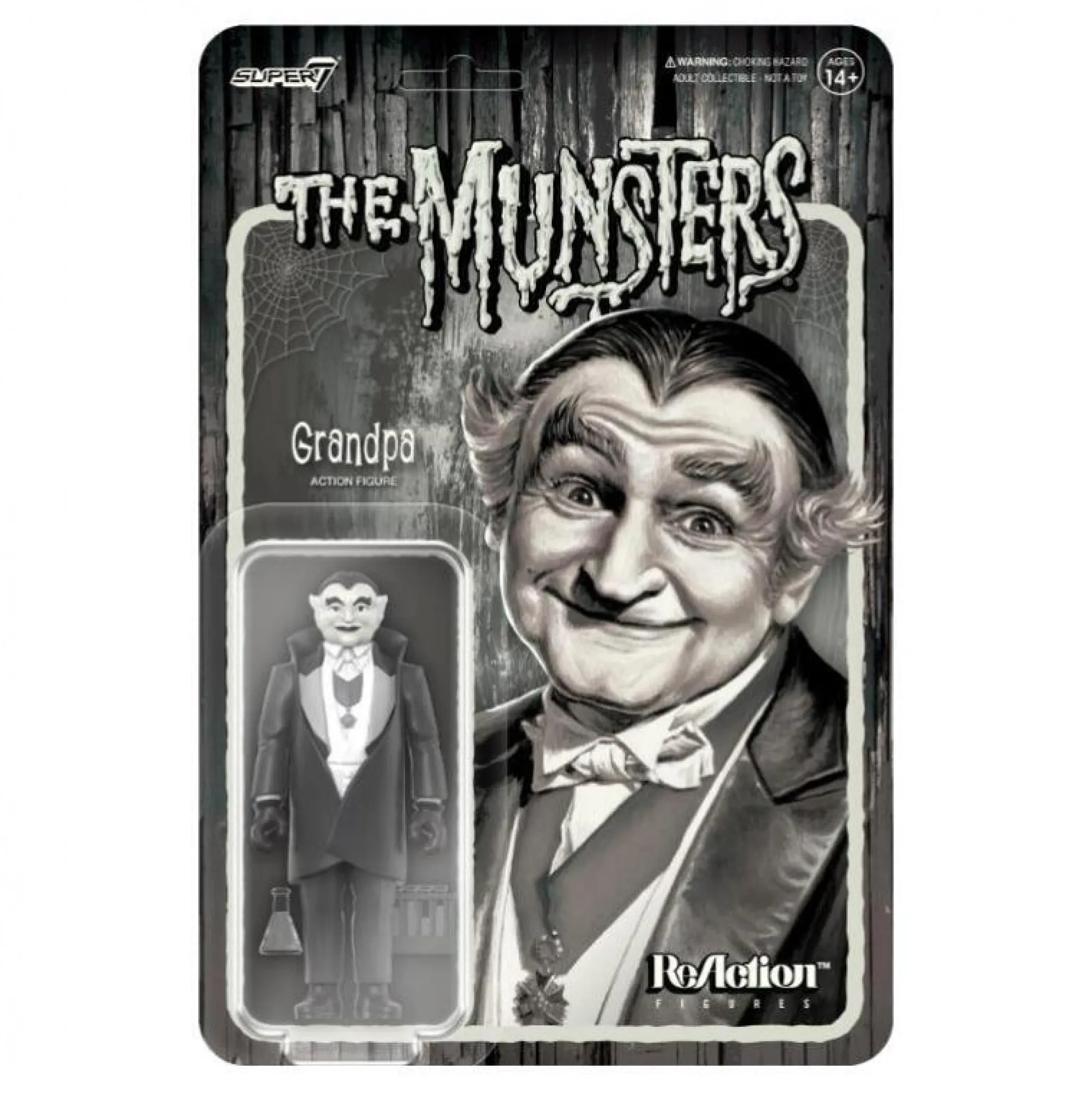 Super7 Reaction | Miscellaneous<The Munsters Reaction Action Figure - Grandpa Greyscale